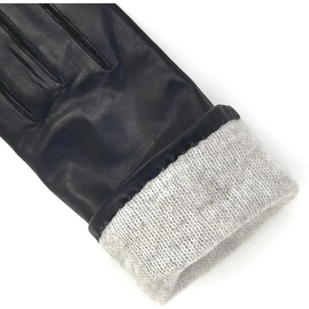 Women's Leather Gloves Genuine SheepSkin Leather Cold Weather Gloves Black